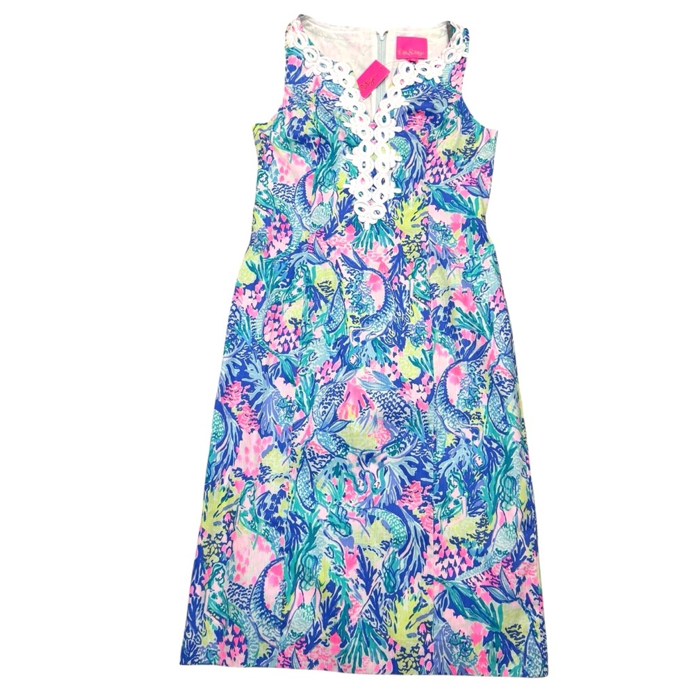 Lilly Pulitzer Gabby Stretch Shift Dress Mermaids Cove Print Size 6 NWT